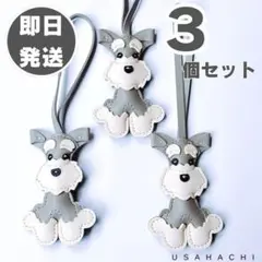シュナウザー　キーホルダー　キーチャーム　バッグチャーム　グレー　３個セット　J