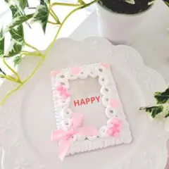 【No.328】ホイップトレカケースデコ　ピンク系　Ｂ8縦入れ　くま　リボン　白
