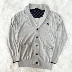 バーバリーブラックレーベル　カーディガン　ショールカラー　ロゴ刺繍　サイズ3