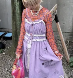 ハローサンフランシスコ　落書き風プリントキャミレースチュニック