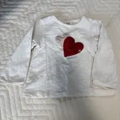 petit main ハートモチーフ 長袖Tシャツ 90cm
