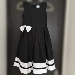 キッズ フォーマルドレス ブラック ホワイトリボン