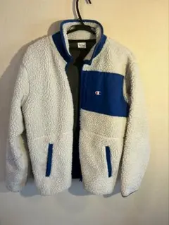 Champion ボアジャケット ホワイト/ブルー