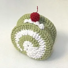 編み物　あみぐるみ　スイーツ　さくらんぼ　クリーム　抹茶　ケーキ　ポーチ