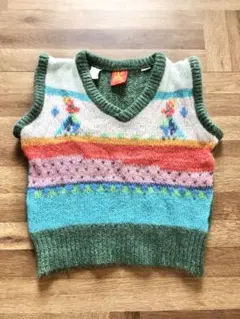 ☆イタリア古着 ラムウール混カラフルベスト 6ans☆