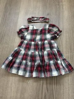 Baby GAP チェック柄ワンピース&ヘアバンド 80cm