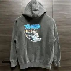 X-LARGE ビッグロゴ バックグラフィック パーカー グレー メンズ S