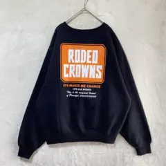 ロデオクラウンズ/トレーナー/F/ビックプリント ロゴマーク 裏起毛 ブラック