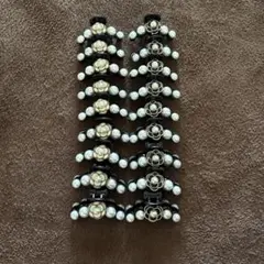 パールと花のヘアクリップ 2色セット 18個