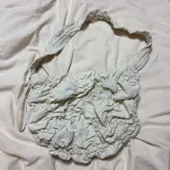 フリルデザイン ホワイトショルダーバッグ