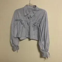 ストライプ クロップドシャツ 長袖