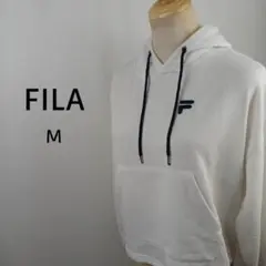 FILA　フーディー　パーカー　M　ホワイト　刺繍ロゴ　ドローコードのサムネイル
