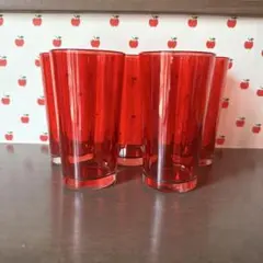 昭和レトロ レッドグラス 5個セット