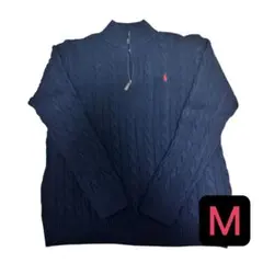 ポロラルフローレン ハーフジップケーブルニット ネイビーM