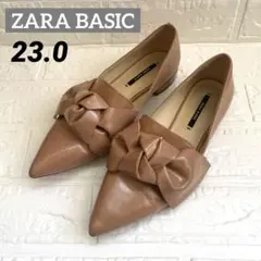 ZARA BASIC ポインテッドトゥ フラットシューズ リボン 23.0 春