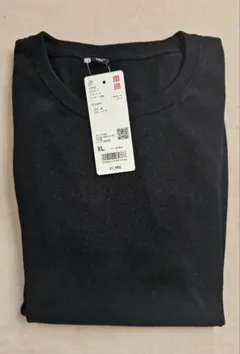 ユニクロUVカットクルーネックセーター 半袖 黒 XL