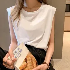Tシャツ　L　ノースリーブ　体型カバー　袖なし　ゆったり　白　ホワイト