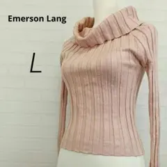 海外古着✨EmersonLang リブニットハイネック ピンク【L】H10070