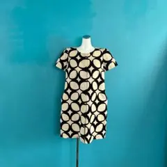 825 マックスマーラ　円形模様 半袖 膝丈ワンピース　体型カバー