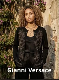 VERSACE スカーフ カーディガン 長袖 ブラック ペイズリー D - メルカリ