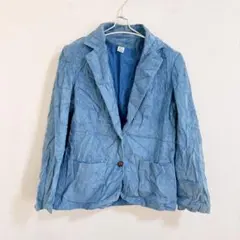 水色 コーデュロイ ジャケット ライトブルー 秋冬 羽織り レディース 海外