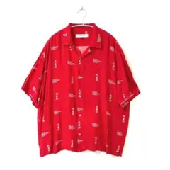 GALLIS ADDICTION レーヨン XL 半袖　シャツ　漢字　総柄のサムネイル