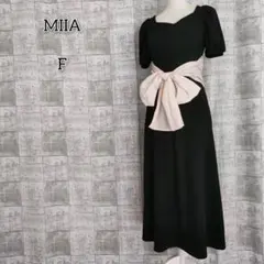ミーア 【F】 ワンピース ロング丈 リブ ウエストゴム リボン ストレッチ 黒のサムネイル
