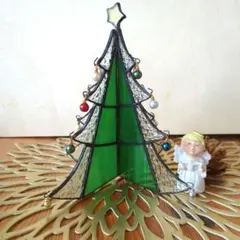クリスマスツリー　ステンドグラス　ハンドメイド