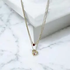 【レア】４℃ハート型ペンダント ネックレス ２連　シルバー