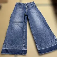 GAP ワイドレッグデニムパンツ インディゴブルー 150