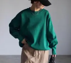 ボンジュールサガン　オーバーサイズダンボールニットプルオーバー　グリーン