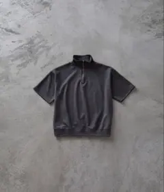 ハーフジップ デザイン 半袖プルオーバーTシャツ