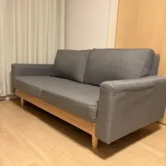 2.5人掛けソファ　グレー　ナチュラル北欧風　オーク