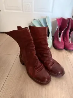 GUIDI バックジップ レザーブーツ レッド