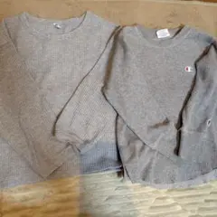 Champion グレー ワッフル長袖カットソー 110cm