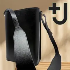 美品！UNIQLO＋J シボ革 ショルダーバッグ レザー ブラックのサムネイル