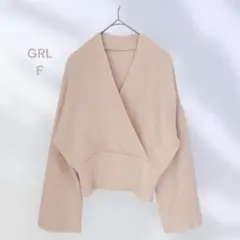 GRL 格紋針織衫 寬袖 短版 厚實 優雅 氣質 溫暖