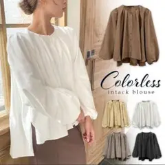 【最終値下げ 〜3/8まで】 JUNOAH ノーカラーインタックブラウス