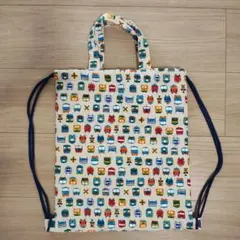 電車柄 ナップサック 手提げ