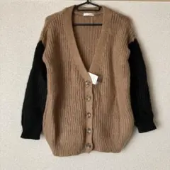 新品★INDEX袖切替起毛ニットカーディガン