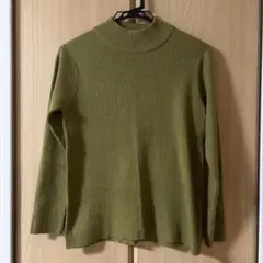 グローバルワーク　リブニット ハイネック 長袖 グリーン　Lサイズ