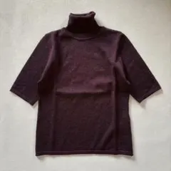 美品✨ アンタイトル 半袖タートルニット ワインレッド 上品 ラメ ボルドー
