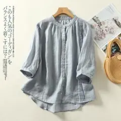中袖 ブラウス レディース 無地 カジュアル シンプル スタンドカラー 夏物