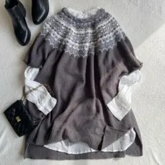 isoLaine LL ～ 2XL イソライネ 求心編み 洗える ニット ベスト