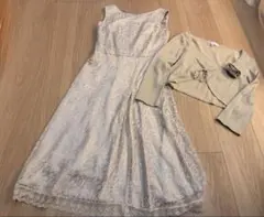 組曲　PRIER アイボリー レース Aライン　ドレス　ボレロ　セット　M