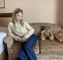 epine bi-color gold botton knit cardigan