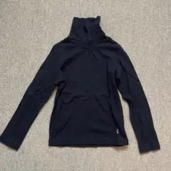 プチバトーネイビー ドット柄 タートルネック 長袖カットソー