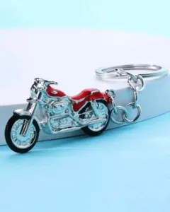 【新品】オートバイ バイク 赤 黒 銀 キーホルダー キーリング バッグチャーム