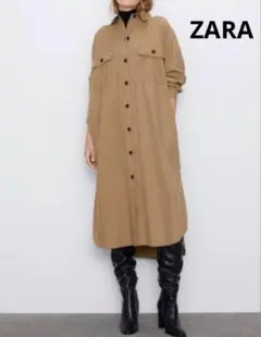 【ZARA】ロングジャケット　シャツ　トレンチ
