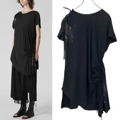 Ｙ's ワイズ 23SS レーヨンローン シャーリング カットソー 黒1のサムネイル